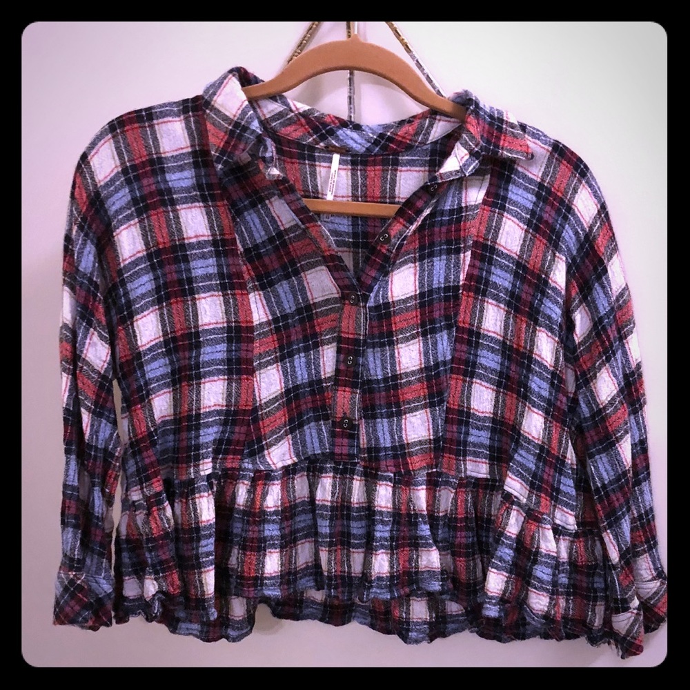 Free people crop 1/4 button down sz XS